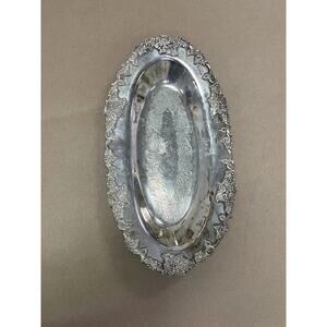 Vintage Silver Plated Serving Tray Ornate Floral Grape‎ Design Table SHEFFIELD